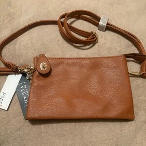 Vegan Leather Tan Crossbody Bag